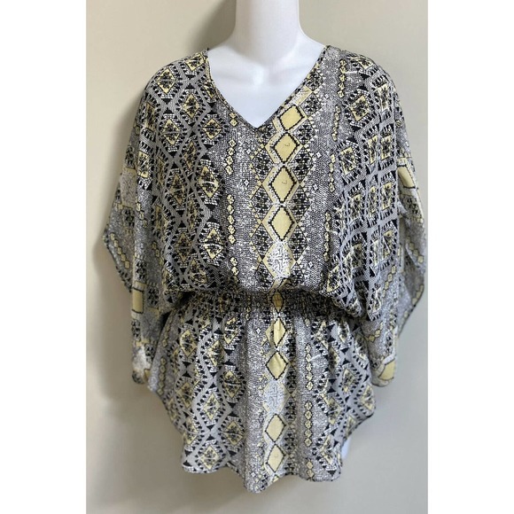 PARKER Multicolor‎ Geometric Print Silk Tunic Blouse ~XS - Picture 3 of 5